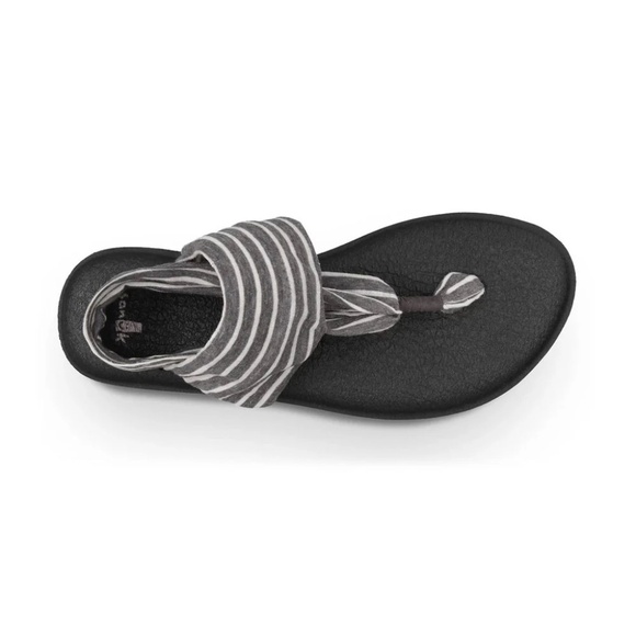 Sanuk Size 8 Yoga Sling Black Sandals Memory Foam Footbed Two Way Stretch Upper - Picture 2 of 8